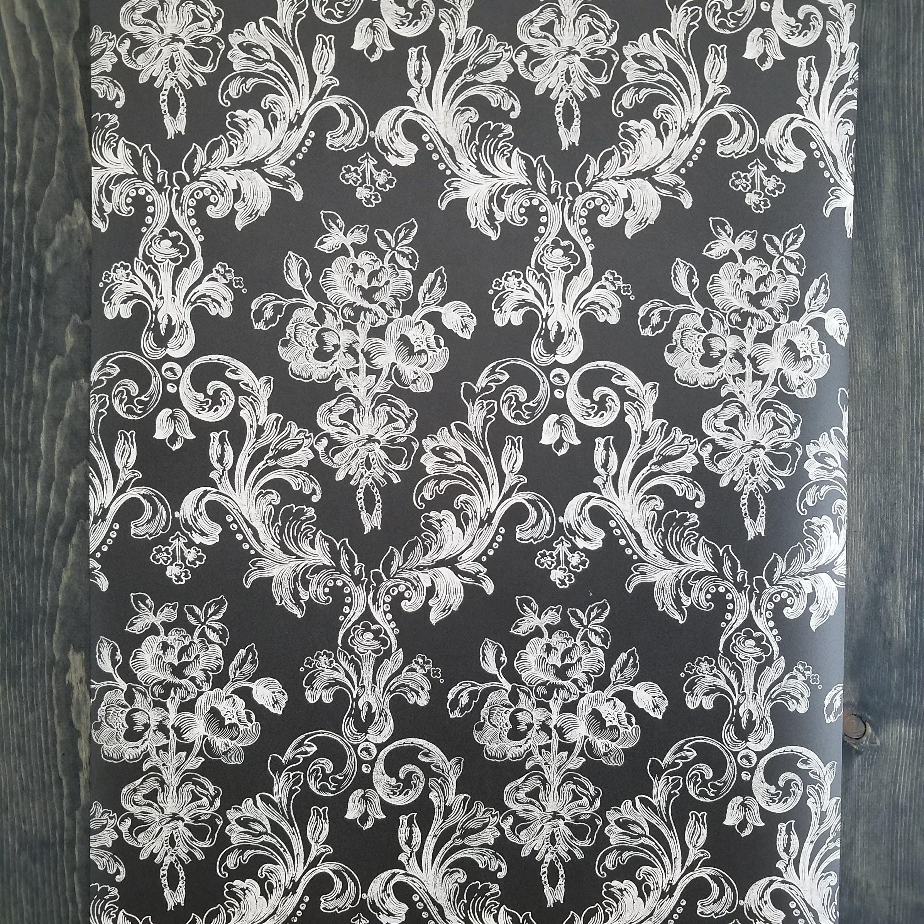 black and white damask wallpaper