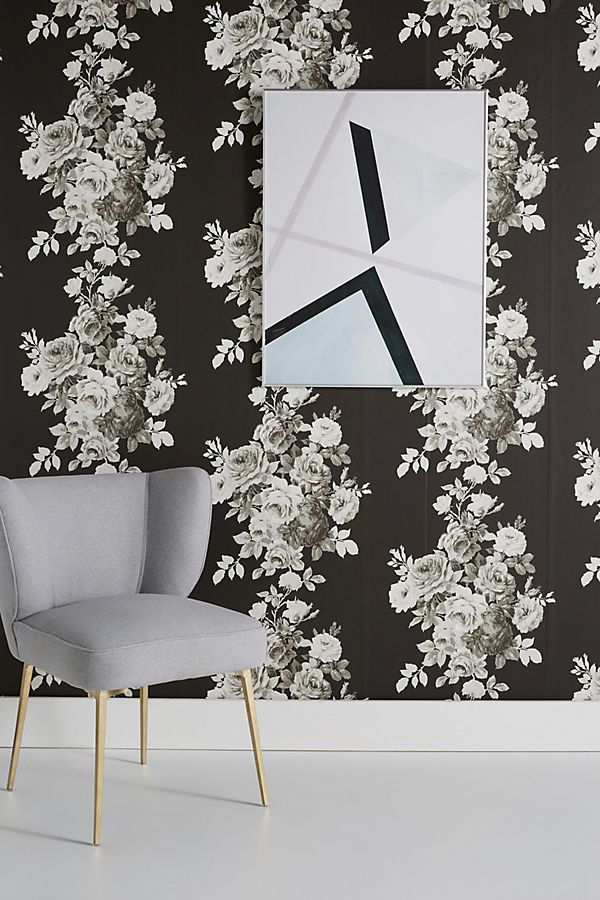 black and white floral print wallpaper