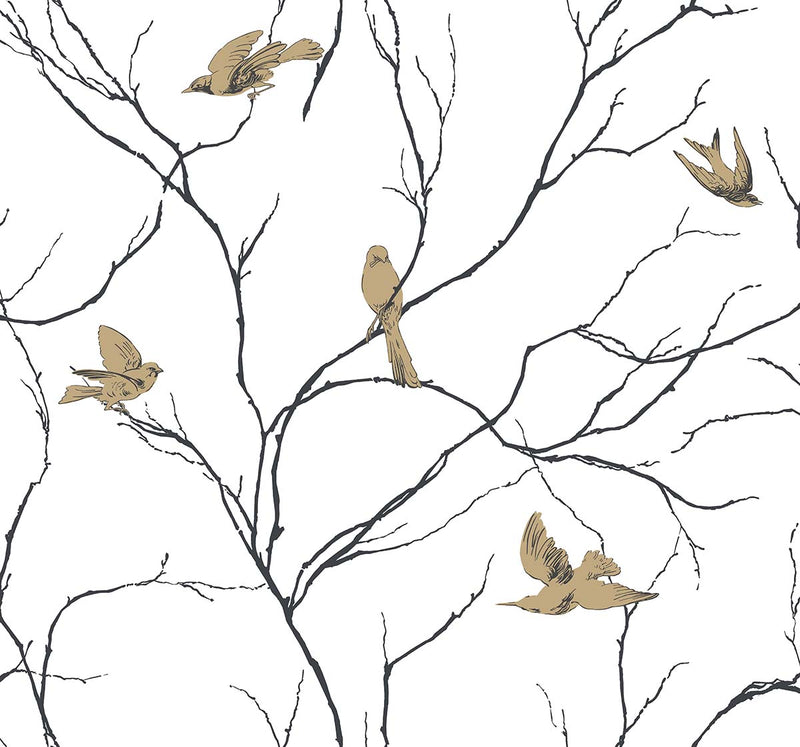 Dreamy Birds and Branches Wallpaper