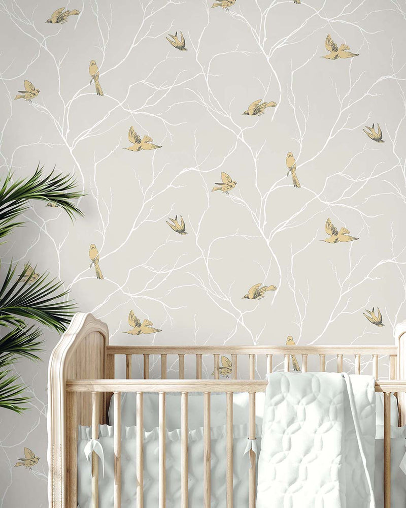 Dreamy Birds and Branches Wallpaper