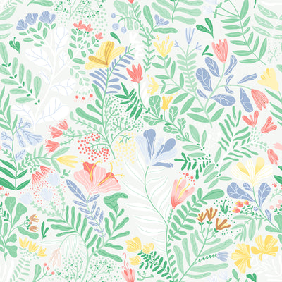 Brittsommar Seafoam Woodland Floral Wallpaper