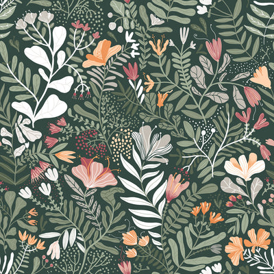 Brittsommar Seafoam Woodland Floral Wallpaper