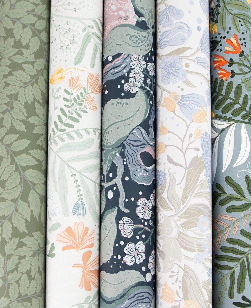 Brittsommar Seafoam Woodland Floral Wallpaper