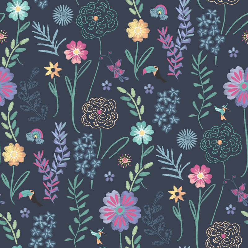 Disney Encanto Embroidery Floral Peel and Stick Wallpaper