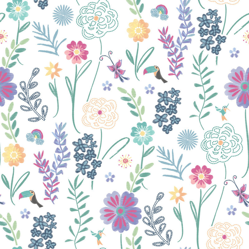 Disney Encanto Embroidery Floral Peel and Stick Wallpaper