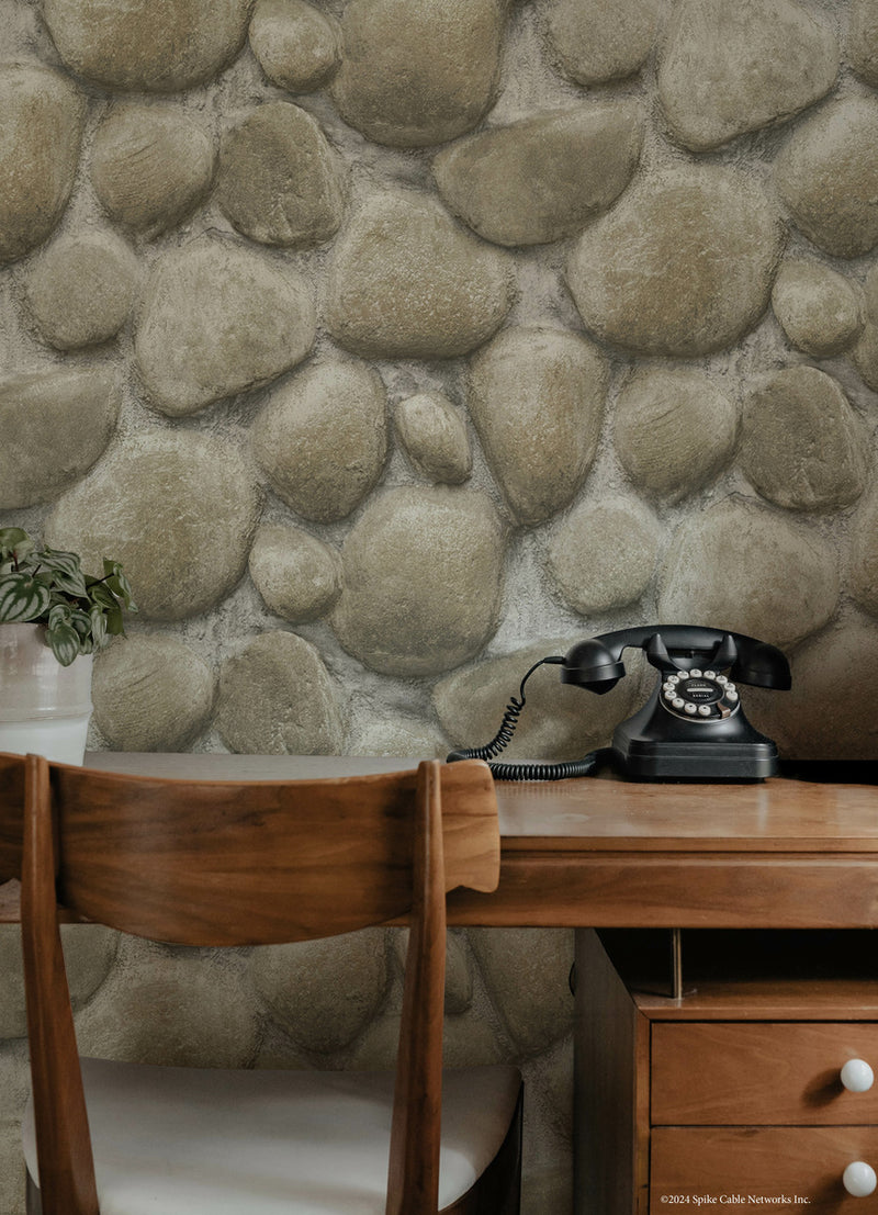 Yellowstone Root Rocks Beige Peel and Stick Wallpaper